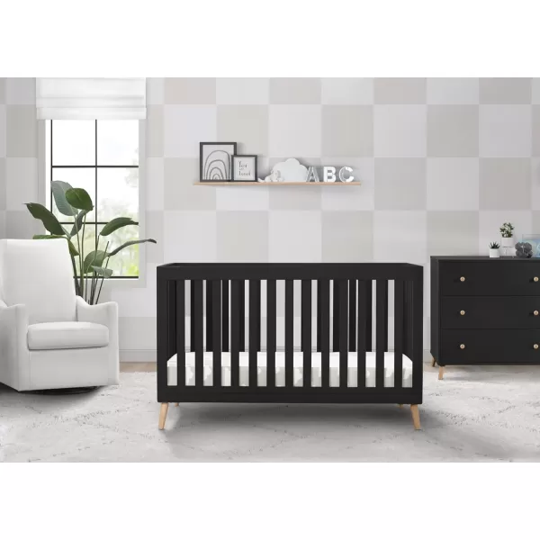 Essex 4-in-1 Convertible Baby Crib, Bianca White with Natural Legs