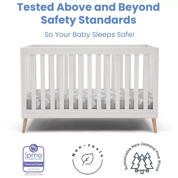Essex 4-in-1 Convertible Baby Crib, Bianca White with Natural Legs