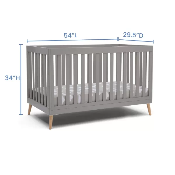 Essex 4-in-1 Convertible Baby Crib, Bianca White with Natural Legs
