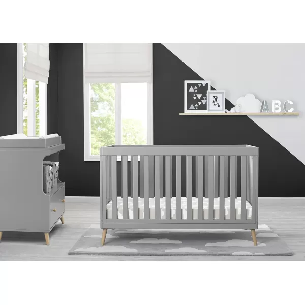 Essex 4-in-1 Convertible Baby Crib, Bianca White with Natural Legs
