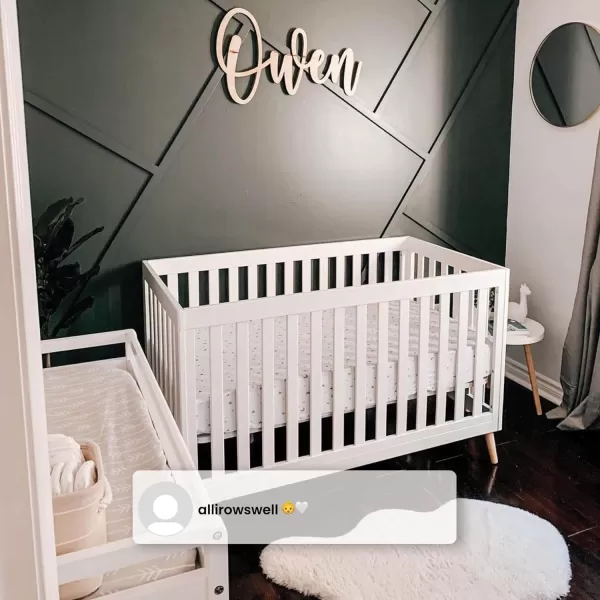 Essex 4-in-1 Convertible Baby Crib, Bianca White with Natural Legs
