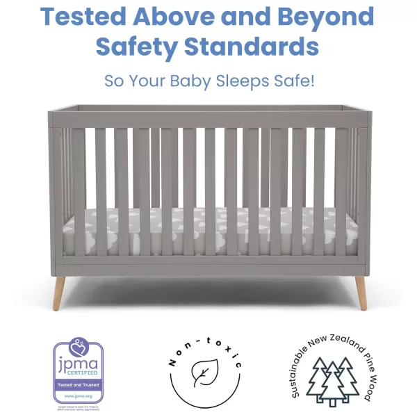 Essex 4-in-1 Convertible Baby Crib, Bianca White with Natural Legs