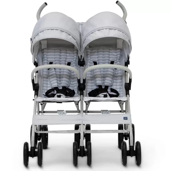 GAP babyGap Classic Side-by-Side Double Stroller - Lightweight Double Stroller with Recline, Extendable Sun Visors &amp; Compact Fold - Made with Sustainable Materials, Black Camo