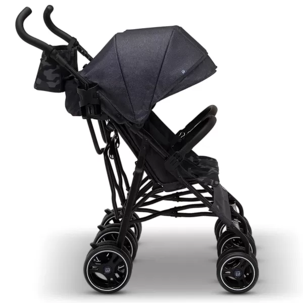 GAP babyGap Classic Side-by-Side Double Stroller - Lightweight Double Stroller with Recline, Extendable Sun Visors &amp; Compact Fold - Made with Sustainable Materials, Black Camo
