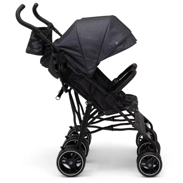 GAP babyGap Classic Side-by-Side Double Stroller - Lightweight Double Stroller with Recline, Extendable Sun Visors &amp; Compact Fold - Made with Sustainable Materials, Black Camo