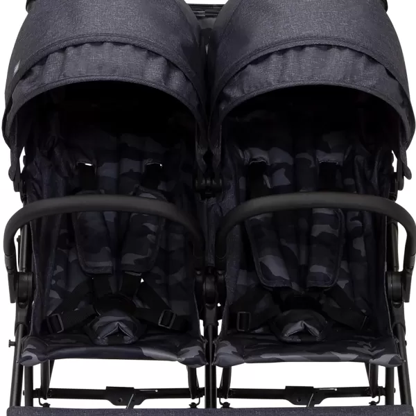 GAP babyGap Classic Side-by-Side Double Stroller - Lightweight Double Stroller with Recline, Extendable Sun Visors &amp; Compact Fold - Made with Sustainable Materials, Black Camo