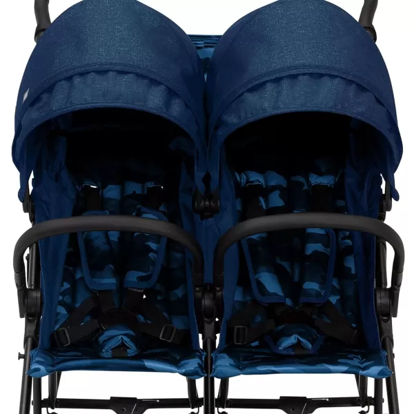 GAP babyGap Classic Side-by-Side Double Stroller - Lightweight Double Stroller with Recline, Extendable Sun Visors &amp; Compact Fold - Made with Sustainable Materials, Black Camo