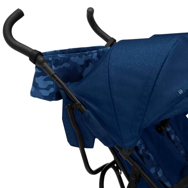 GAP babyGap Classic Side-by-Side Double Stroller - Lightweight Double Stroller with Recline, Extendable Sun Visors &amp; Compact Fold - Made with Sustainable Materials, Black Camo