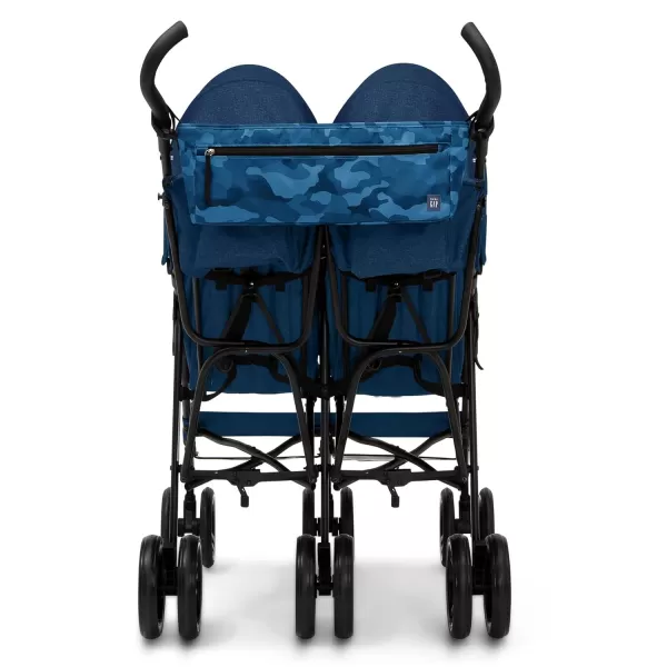 GAP babyGap Classic Side-by-Side Double Stroller - Lightweight Double Stroller with Recline, Extendable Sun Visors &amp; Compact Fold - Made with Sustainable Materials, Black Camo