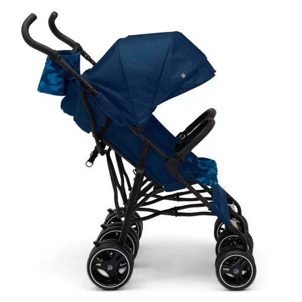 GAP babyGap Classic Side-by-Side Double Stroller - Lightweight Double Stroller with Recline, Extendable Sun Visors &amp; Compact Fold - Made with Sustainable Materials, Black Camo