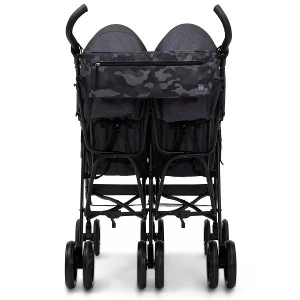 GAP babyGap Classic Side-by-Side Double Stroller - Lightweight Double Stroller with Recline, Extendable Sun Visors &amp; Compact Fold - Made with Sustainable Materials, Black Camo