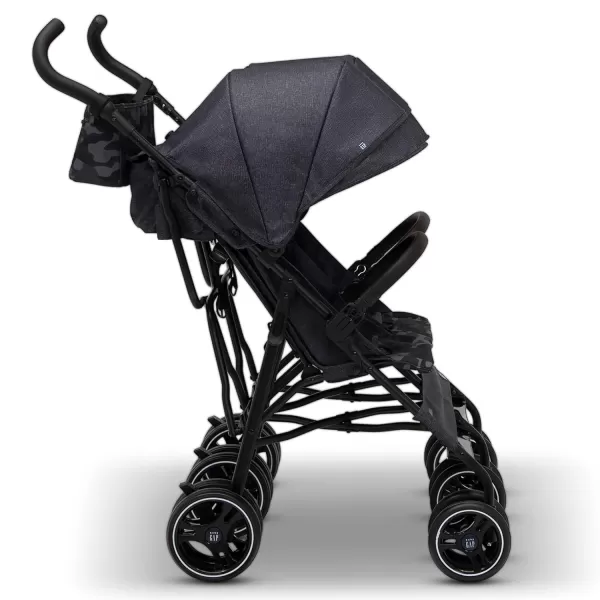 GAP babyGap Classic Side-by-Side Double Stroller - Lightweight Double Stroller with Recline, Extendable Sun Visors &amp; Compact Fold - Made with Sustainable Materials, Black Camo