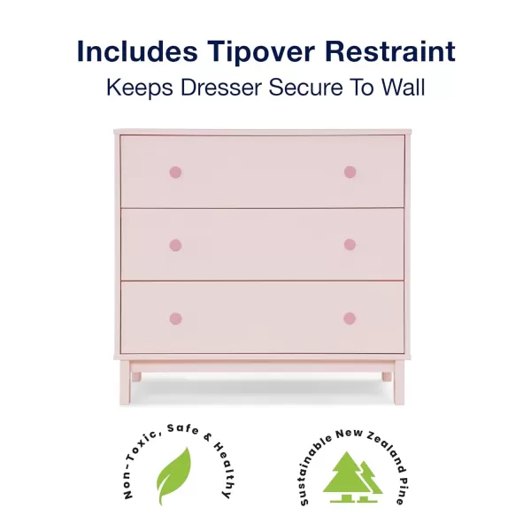 GAP babyGap Legacy 3 Drawer Dresser, Blush Pink/Dark Pink