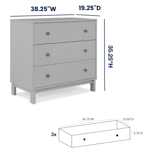 GAP babyGap Legacy 3 Drawer Dresser, Blush Pink/Dark Pink