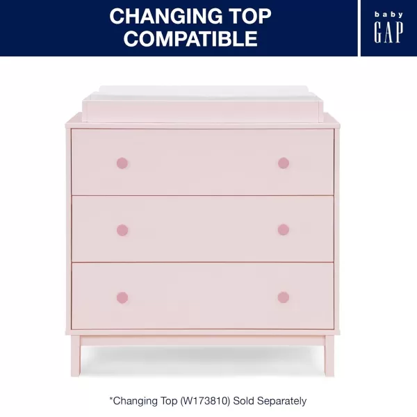 GAP babyGap Legacy 3 Drawer Dresser, Blush Pink/Dark Pink