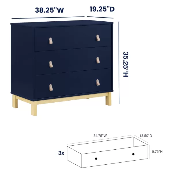 GAP babyGap Legacy 3 Drawer Dresser with Leather Pulls, Navy/Natural