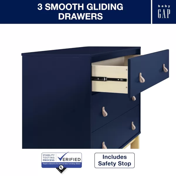 GAP babyGap Legacy 3 Drawer Dresser with Leather Pulls, Navy/Natural