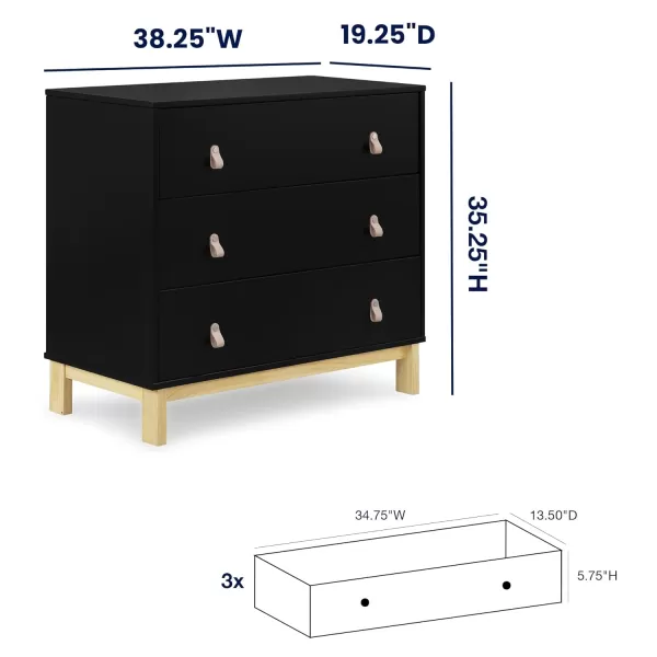 GAP babyGap Legacy 3 Drawer Dresser with Leather Pulls, Navy/Natural