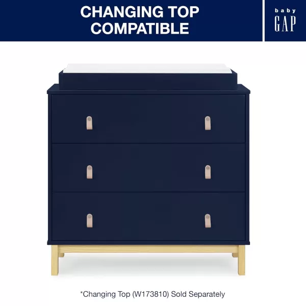 GAP babyGap Legacy 3 Drawer Dresser with Leather Pulls, Navy/Natural