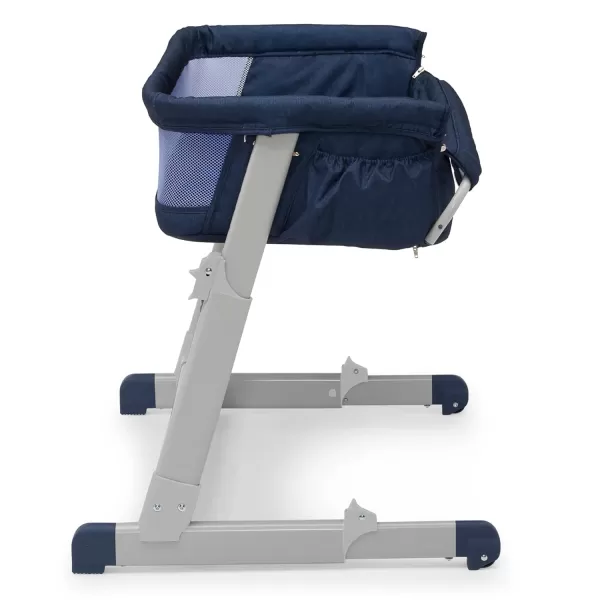 GAP babyGap Whisper Bedside Bassinet Sleeper with Breathable Mesh and Adjustable Heights - Lightweight Portable Crib - Made with Sustainable Materials, Navy Camo