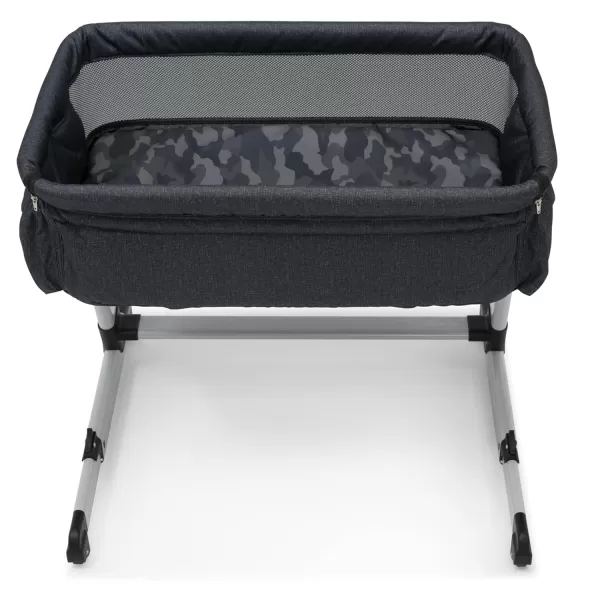 GAP babyGap Whisper Bedside Bassinet Sleeper with Breathable Mesh and Adjustable Heights - Lightweight Portable Crib - Made with Sustainable Materials, Navy Camo