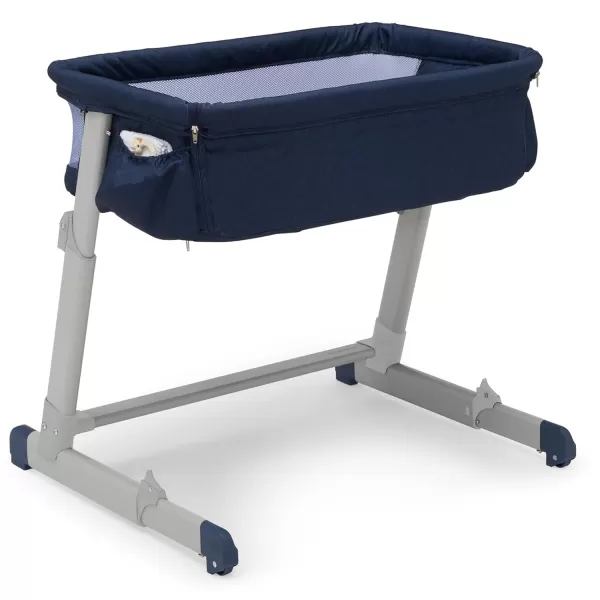 GAP babyGap Whisper Bedside Bassinet Sleeper with Breathable Mesh and Adjustable Heights - Lightweight Portable Crib - Made with Sustainable Materials, Navy Camo