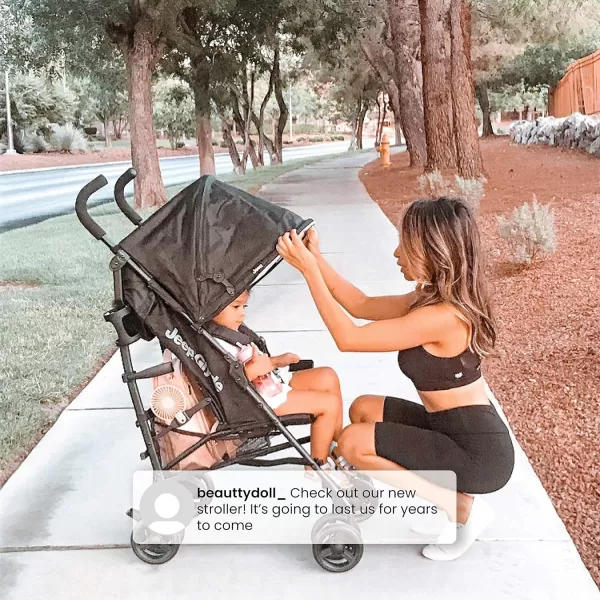 Jeep PowerGlyde Plus Stroller by Delta Children - Lightweight Travel Stroller with Smoothest Ride, Aluminum Frame, 4-Position Recline, Extra Large Storage Basket, Black