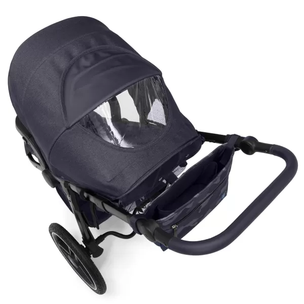 babyGap Trek Jogging Stroller - Lightweight Jogging Stoller with Extendable Canopy &amp; Reclining Seat - Includes Car Seat Adapter - Made with Sustainable Materials, Navy Camo