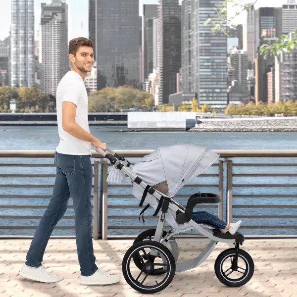 babyGap Trek Jogging Stroller - Lightweight Jogging Stoller with Extendable Canopy &amp; Reclining Seat - Includes Car Seat Adapter - Made with Sustainable Materials, Navy Camo