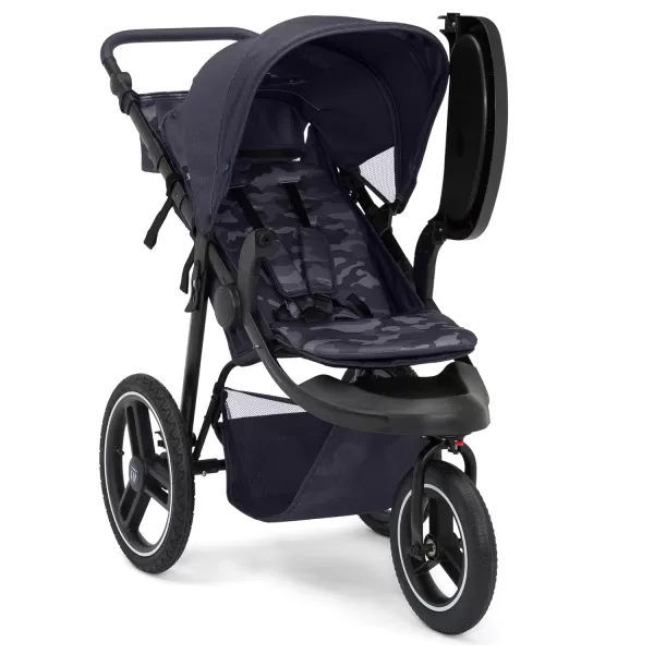 babyGap Trek Jogging Stroller - Lightweight Jogging Stoller with Extendable Canopy &amp; Reclining Seat - Includes Car Seat Adapter - Made with Sustainable Materials, Navy Camo