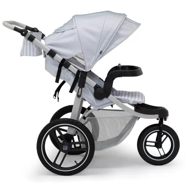 babyGap Trek Jogging Stroller - Lightweight Jogging Stoller with Extendable Canopy &amp; Reclining Seat - Includes Car Seat Adapter - Made with Sustainable Materials, Navy Camo