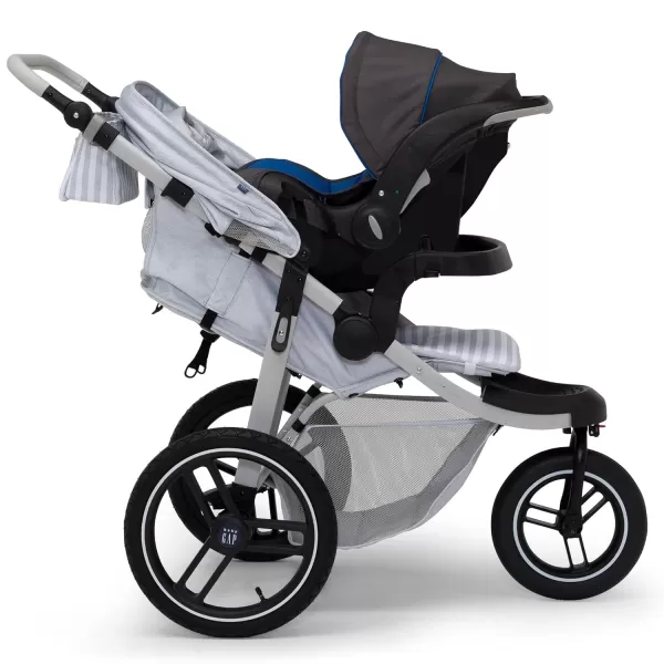 babyGap Trek Jogging Stroller - Lightweight Jogging Stoller with Extendable Canopy &amp; Reclining Seat - Includes Car Seat Adapter - Made with Sustainable Materials, Navy Camo