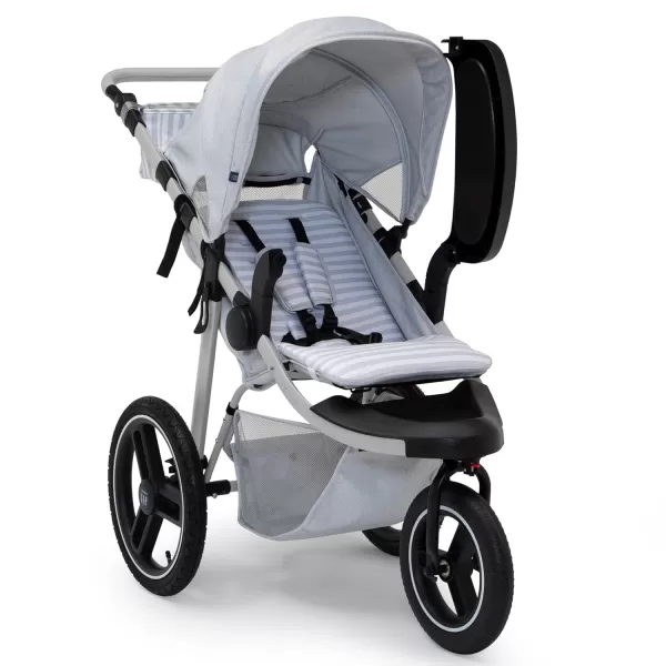 babyGap Trek Jogging Stroller - Lightweight Jogging Stoller with Extendable Canopy &amp; Reclining Seat - Includes Car Seat Adapter - Made with Sustainable Materials, Navy Camo