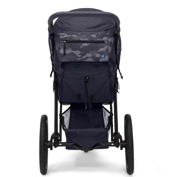 babyGap Trek Jogging Stroller - Lightweight Jogging Stoller with Extendable Canopy &amp; Reclining Seat - Includes Car Seat Adapter - Made with Sustainable Materials, Navy Camo