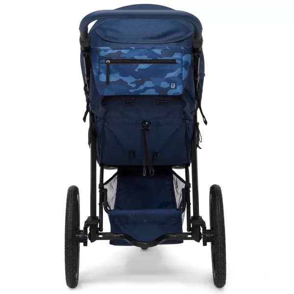 babyGap Trek Jogging Stroller - Lightweight Jogging Stoller with Extendable Canopy &amp; Reclining Seat - Includes Car Seat Adapter - Made with Sustainable Materials, Navy Camo