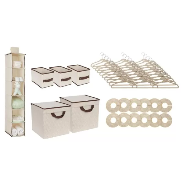 Delta Children Nursery Storage 48 Piece Set - Easy Storage/Organization Solution - Keeps Bedroom, Nursery &amp; Closet Clean, Beige
