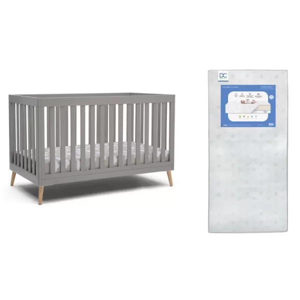 Essex 4-in-1 Convertible Baby Crib, Bianca White with Natural Legs
