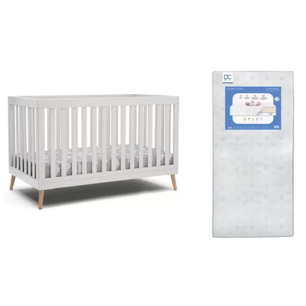 Essex 4-in-1 Convertible Baby Crib, Bianca White with Natural Legs