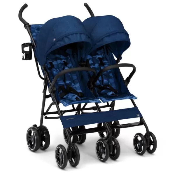 GAP babyGap Classic Side-by-Side Double Stroller - Lightweight Double Stroller with Recline, Extendable Sun Visors &amp; Compact Fold - Made with Sustainable Materials, Black Camo