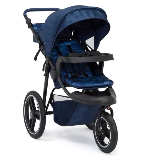 babyGap Trek Jogging Stroller - Lightweight Jogging Stoller with Extendable Canopy &amp; Reclining Seat - Includes Car Seat Adapter - Made with Sustainable Materials, Navy Camo