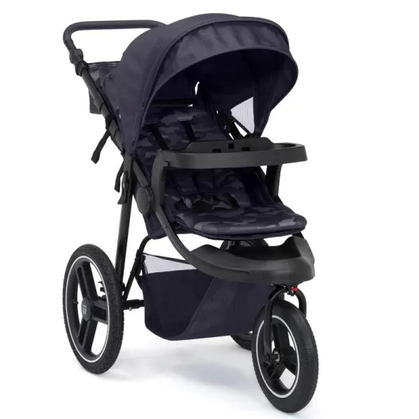 babyGap Trek Jogging Stroller - Lightweight Jogging Stoller with Extendable Canopy &amp; Reclining Seat - Includes Car Seat Adapter - Made with Sustainable Materials, Navy Camo