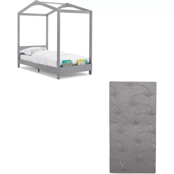 Delta Children Poppy House Wood Twin Bed, Platform Bed - No Box Spring Needed, Blush Pink