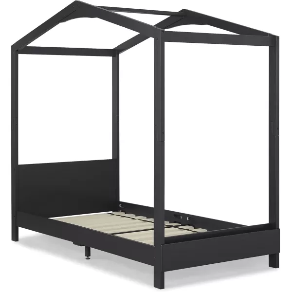 Delta Children Poppy House Wood Twin Bed, Platform Bed - No Box Spring Needed, Blush Pink