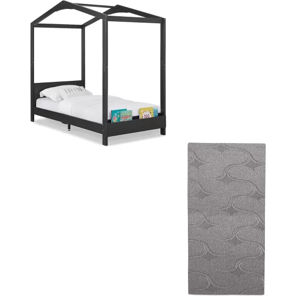 Delta Children Poppy House Wood Twin Bed, Platform Bed - No Box Spring Needed, Blush Pink
