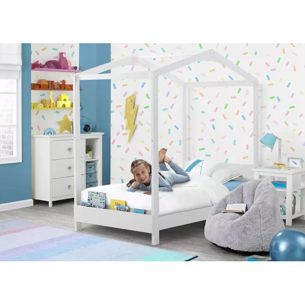 Delta Children Poppy House Wood Twin Bed, Platform Bed - No Box Spring Needed, Blush Pink