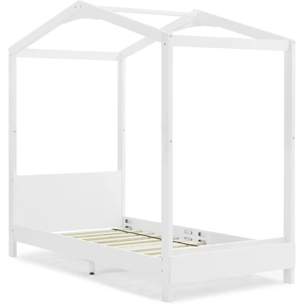 Delta Children Poppy House Wood Twin Bed, Platform Bed - No Box Spring Needed, Blush Pink