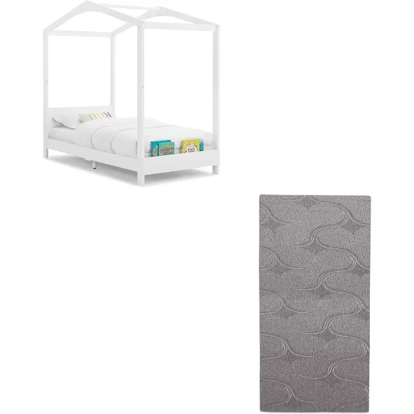 Delta Children Poppy House Wood Twin Bed, Platform Bed - No Box Spring Needed, Blush Pink