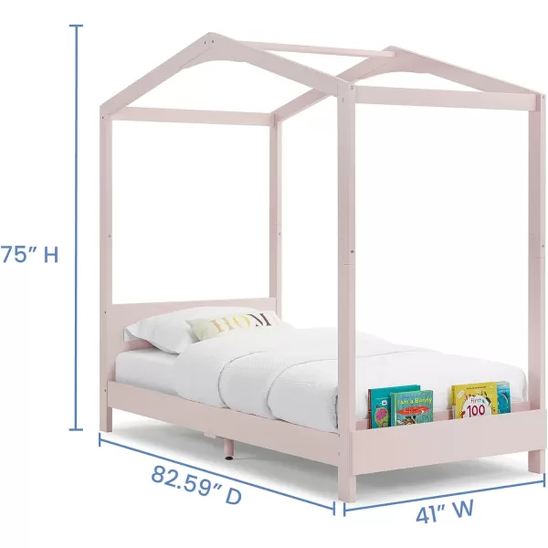 Delta Children Poppy House Wood Twin Bed, Platform Bed - No Box Spring Needed, Blush Pink
