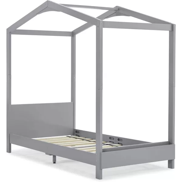 Delta Children Poppy House Wood Twin Bed, Platform Bed - No Box Spring Needed, Blush Pink