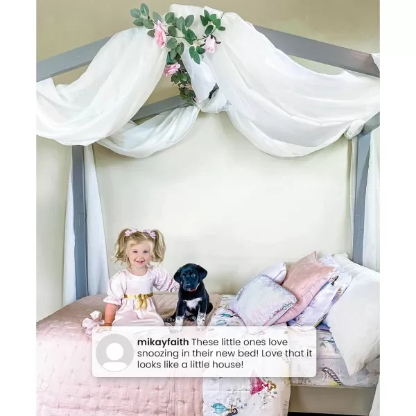 Delta Children Poppy House Wood Twin Bed, Platform Bed - No Box Spring Needed, Blush Pink